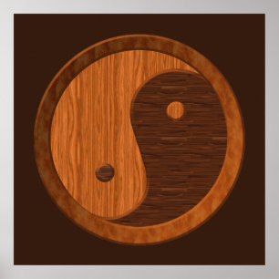 Poster de madeira de Yin Yang