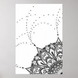 Poster de mandala preto e branco