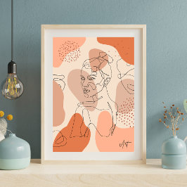 Poster de Mão-de-Arte de Linha Abstrato Minimalist