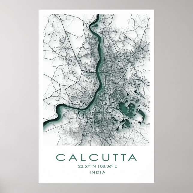 Poster de Mapa Calcutá/Kolkata| Bengala Ocidental| (Frente)