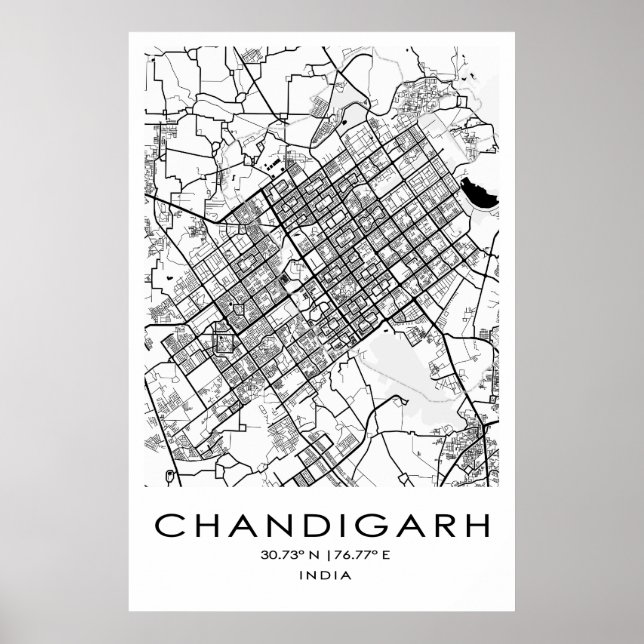 Poster de Mapa Chandigarh| Punjab| Índia (Frente)