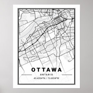Poster de Mapa da Cidade Viagem do Canadá Ottawa 