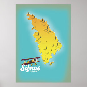 Poster de mapa da ilha grega de Samos
