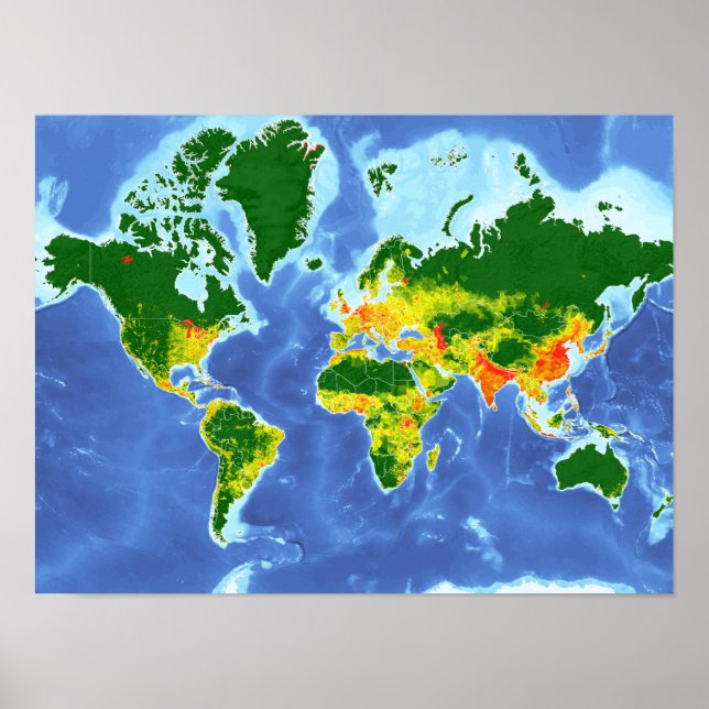 Poster de Mapa da População Global (Frente)