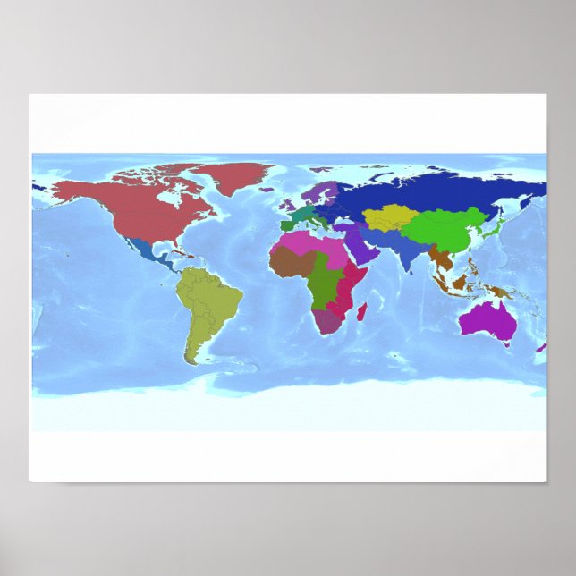 Poster de Mapa das Regiões do Mundo (Frente)