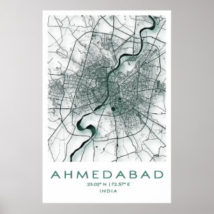 Poster de Mapa de Ahmedabad  Gujarat  Índia