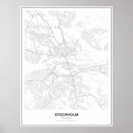 Poster de Mapa de Estocolmo, Suecia, Minimalista (