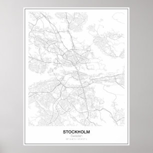 Poster de Mapa de Estocolmo, Suecia, Minimalista (