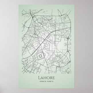 Poster de Mapa de Lahore | Mapa das estradas da ci