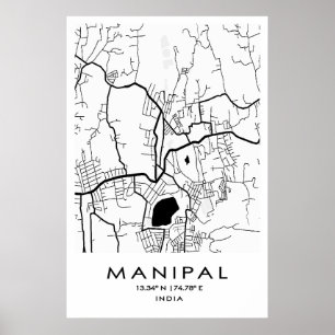 Poster de Mapa de Manipal Karnataka Índia