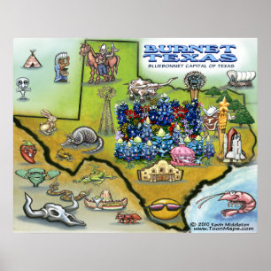 Poster de Mapa de TEXAS de Burnet