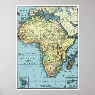 Poster de Mapa de Vintage em África 1890