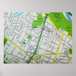 Poster de Mapa do Macon, GA Vintage