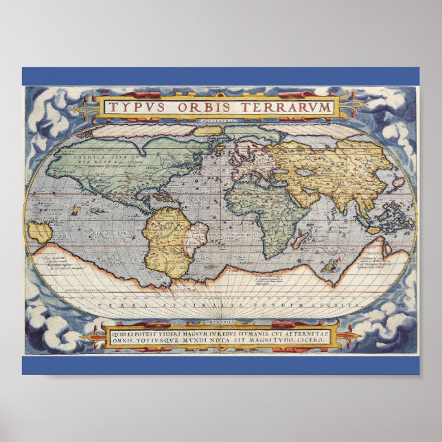 Poster de Mapa do Mundo Vintage (Frente)