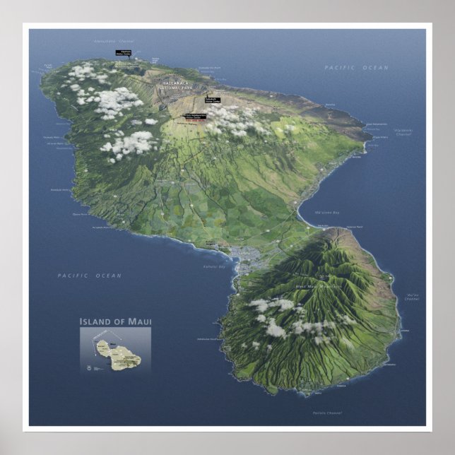 Poster de mapa Haleakala (Frente)