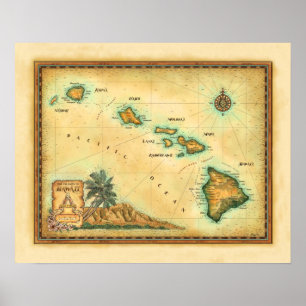 Poster De "mapa Havaí "