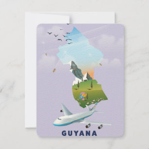 Poster de mapa ilustrado da Guiana