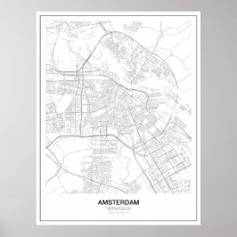 Poster de Mapa Minimalista de Amsterdã (estilo 2)