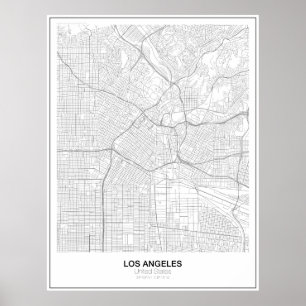 Poster de Mapa Minimalista de Los Angeles (Estilo 
