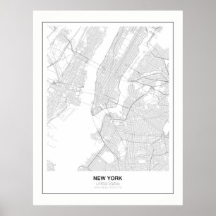 Poster de Mapa Minimalista de Nova Iorque com marg