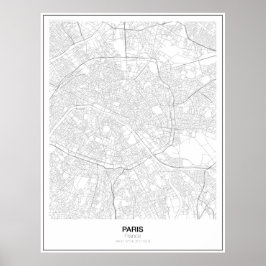 Poster de Mapa Minimalista de Paris, França (Estil
