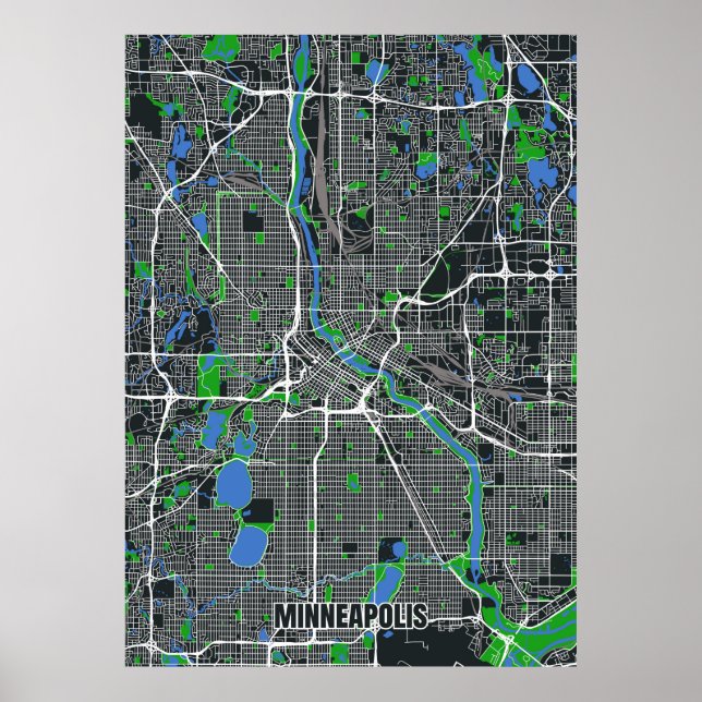 Poster de Mapa Minneapolis (Frente)