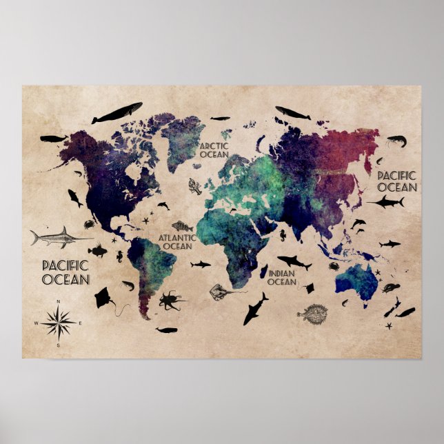 poster de mapa mundial (Frente)