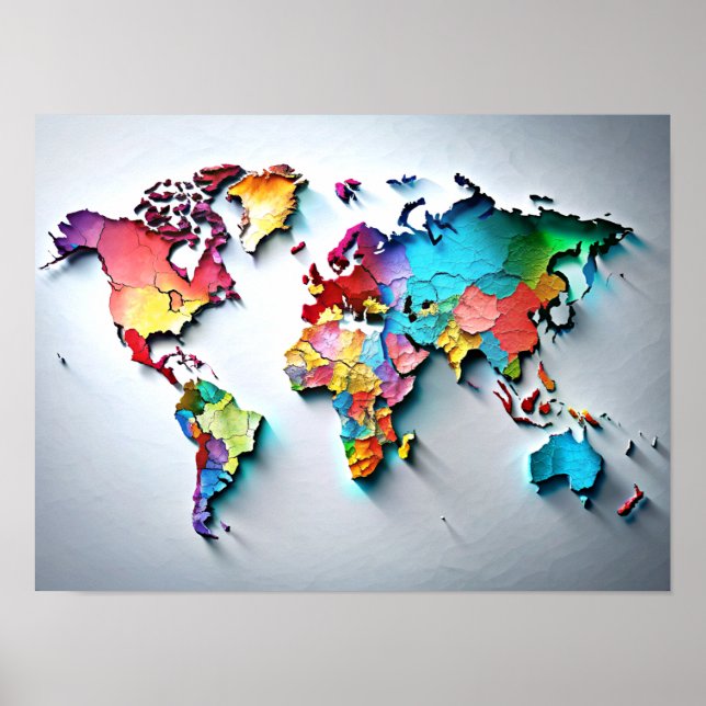 poster de Mapa Mundial de Água para Arte de Parede (Frente)