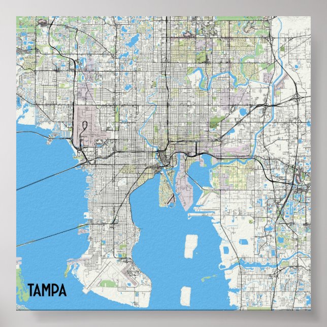 Poster de mapa Tampa (Frente)
