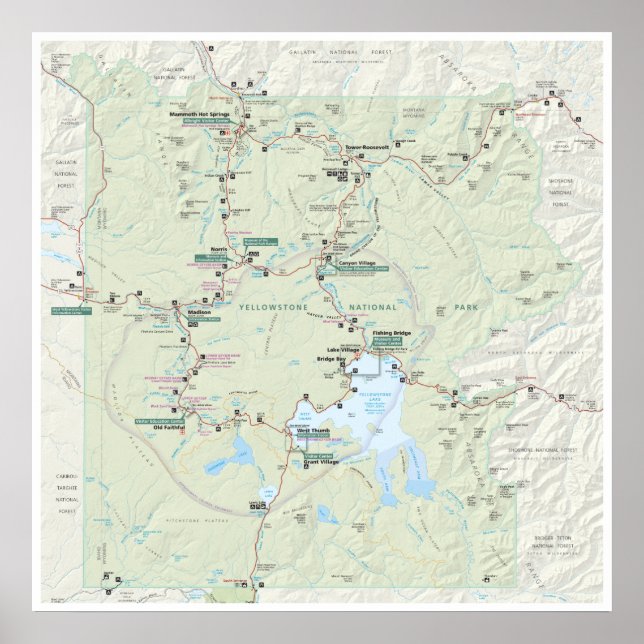 Poster de mapa Yellowstone (Frente)