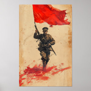 Poster de Marcha de Sinalizador Vermelho Soldado C