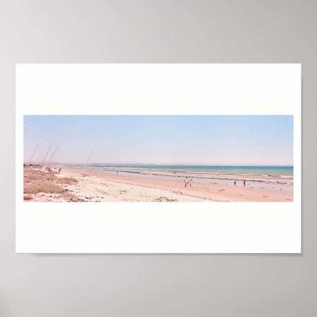 Poster de Marcha do Mar de Praia Azul, Rosa Pastel (Frente)