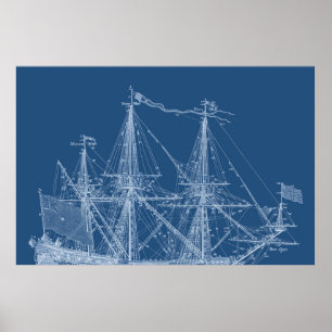 Poster de mastro de barcos de varejo Blueprint par