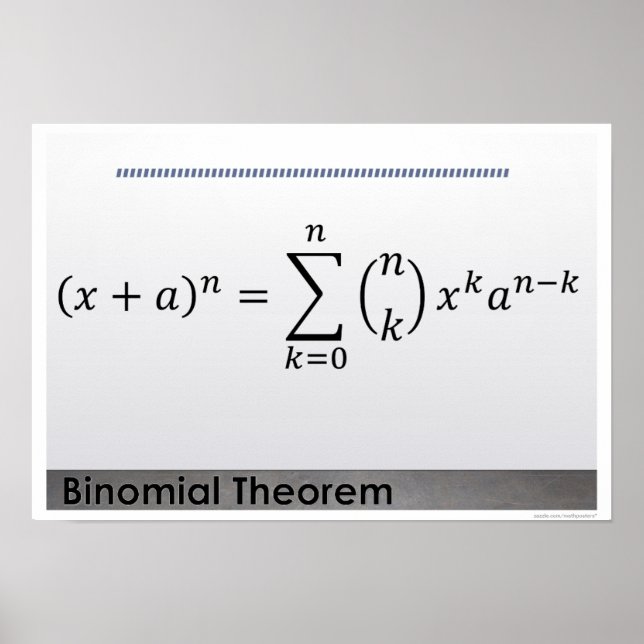 Poster de Matemática da Fórmula Teorema Binomial (Frente)