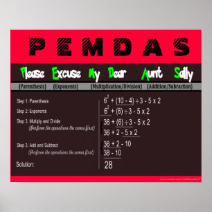 Poster de Matemática da Ordem de Operações PEMDAS