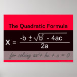 Poster de Matemática de Fórmula Quádrica<br><div class="desc">Poster de Matemática de Fórmula Quadrática. Para obter mais posters de matemática,  visite: www.zazzle.com/mathposters*</div>