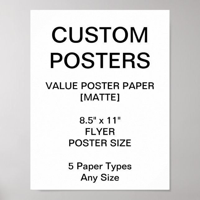 Poster de Matriz de Valor Personalizado 8,5"x11" (Frente)