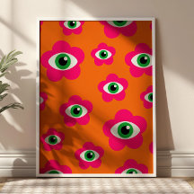 Poster de Mau BOHO cor-de-laranja e rosa