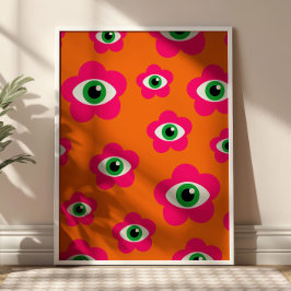 Poster de Mau BOHO cor-de-laranja e rosa