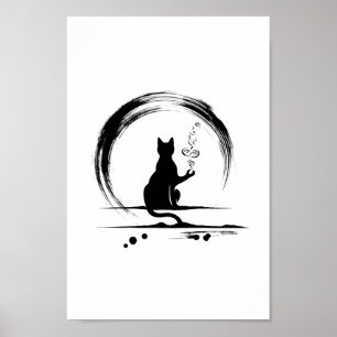 Poster de Meditação de Zen Cat