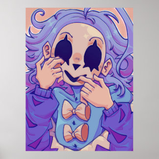 Poster de Menina com Máscara Fofo e Assustador