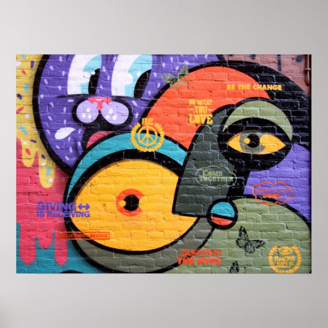 poster de mensagem Peace and Love grafite (Frente)