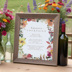 Poster de Menu Cocktail, Assinatura de Wildflower