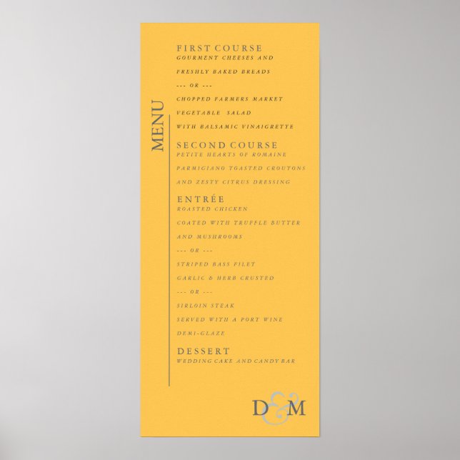 poster de Menu de Casamento Amarelo Daffodil de 4" (Frente)