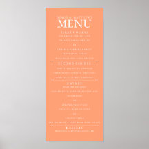 poster de Menu de Casamento Cantaloupe de 4" x 9"