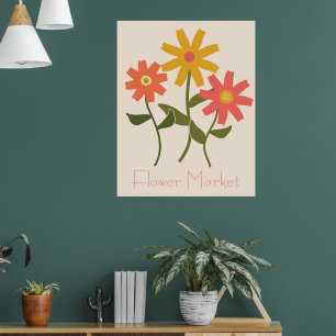 Poster de Mercado da Flor de Daisy Retro
