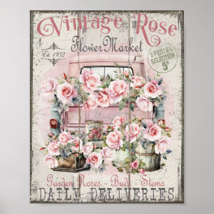 Poster De Mercado De Recolha De Rosas De chique