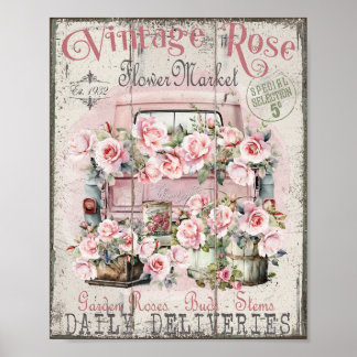 Poster De Mercado De Recolha De Rosas De chique