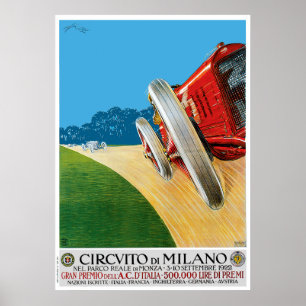 Póster De Milão raça 1922 de carro clássica