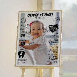 Poster de Milestone de Foto de Primeiro Aniversári